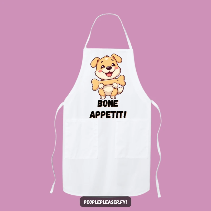 Funny Happy Dog Bone Fetch Apron - Kitchen Dog Lover Gift Idea