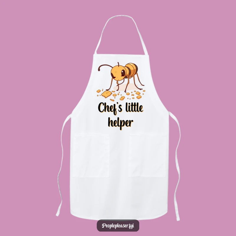 Funny Ant Tidying Apron: Cute ant cleaning crumbs while cooking, a funny gift.