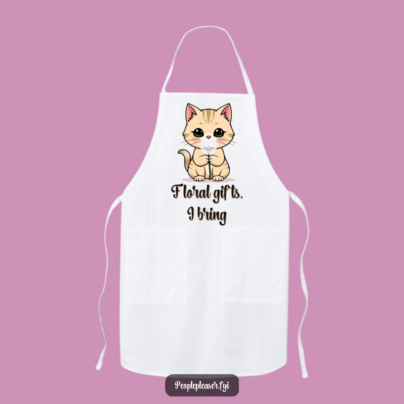 Funny Cat Apron: Charming Dandelion Offering, Perfect For A Whimsical Cook Gift