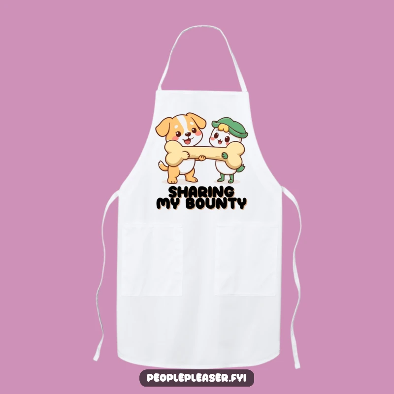 Funny Dog Bone Apron: Cook with cheer with this dog offering a giant bone, a great funny gift for chefs.