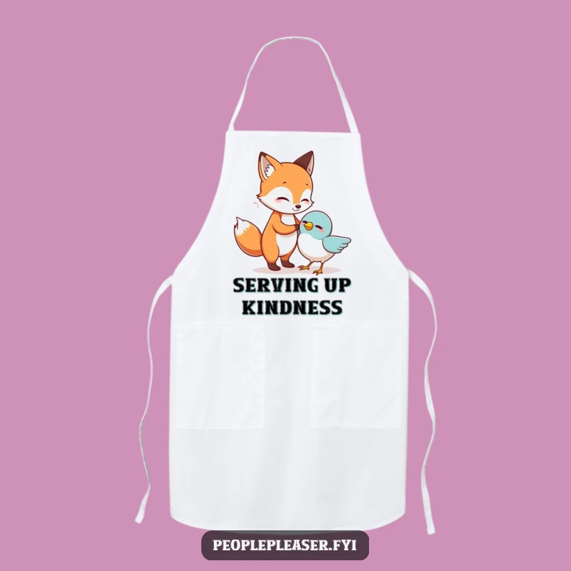 Funny Fox Helping Bird Apron: Practical & Playful Kitchen Wear, Ideal Funny Gift