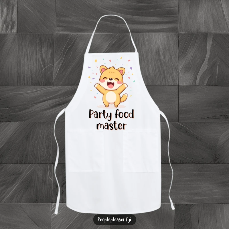 Funny Apron: An animal character wearing an apron, joyfully throwing confetti.