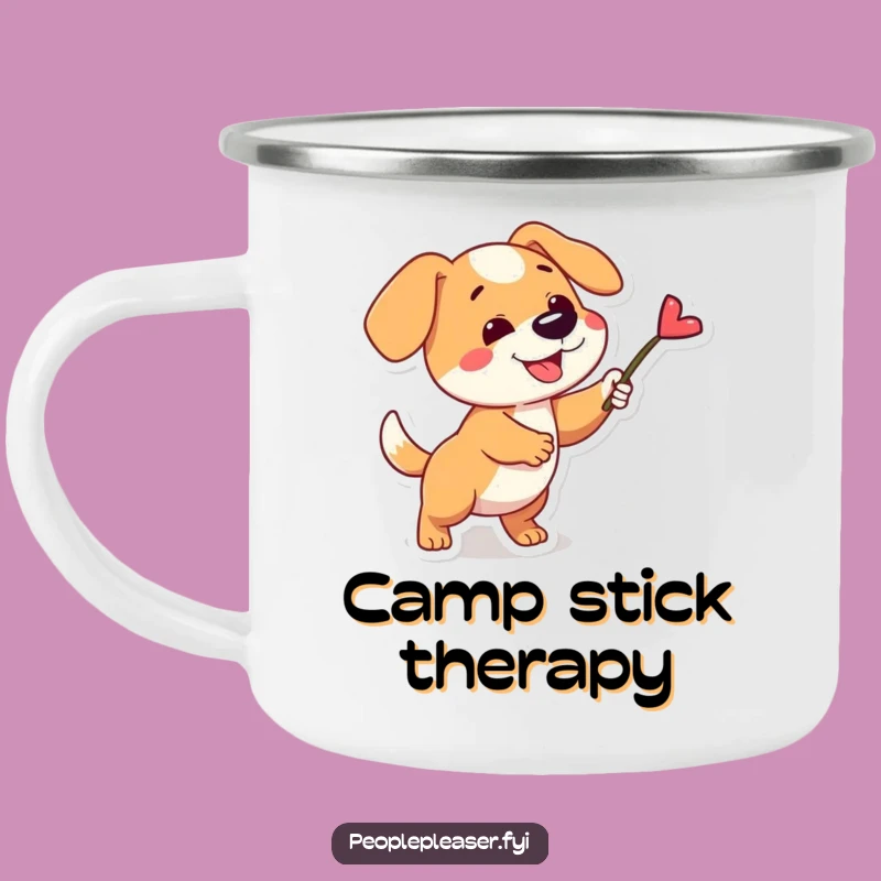 Funny Dog Fetching Stick Camping Mug: Playful Sips for Outdoor Adventures
