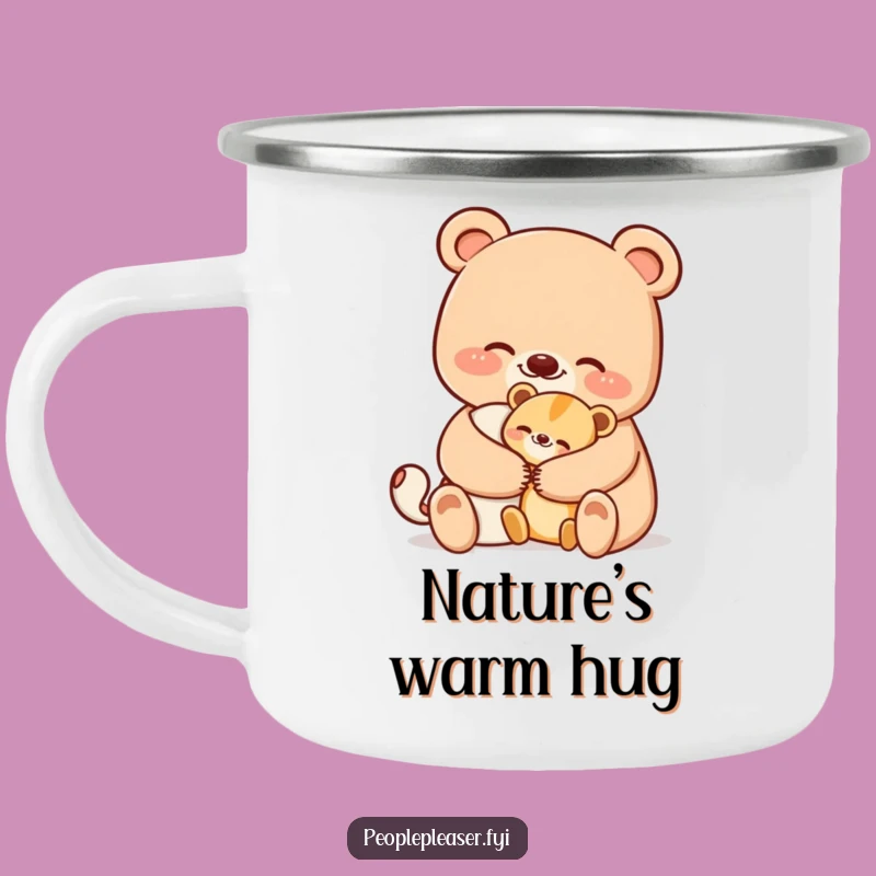 Funny Bear Hug Camping Mug: Sip & Share Comfort with Comedic Warmth!
