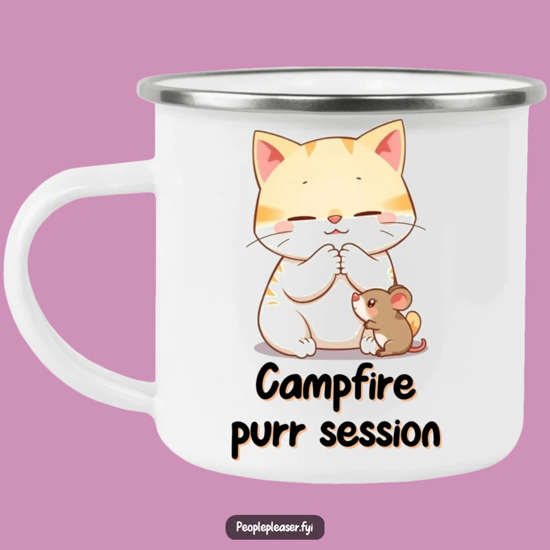 Funny Cat Grooming Mouse Camping Mug: Cozy Sips for Relaxing Adventures
