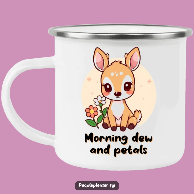 Funny Deer Camping Mug: Enjoy Nature with a Flower-Bearing Friend