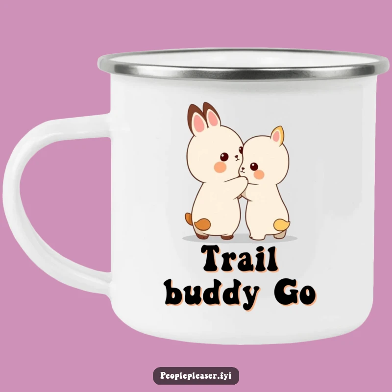 Funny Enamel Camping Mug - Encouraging Animal Pat - Outdoor Support Gift