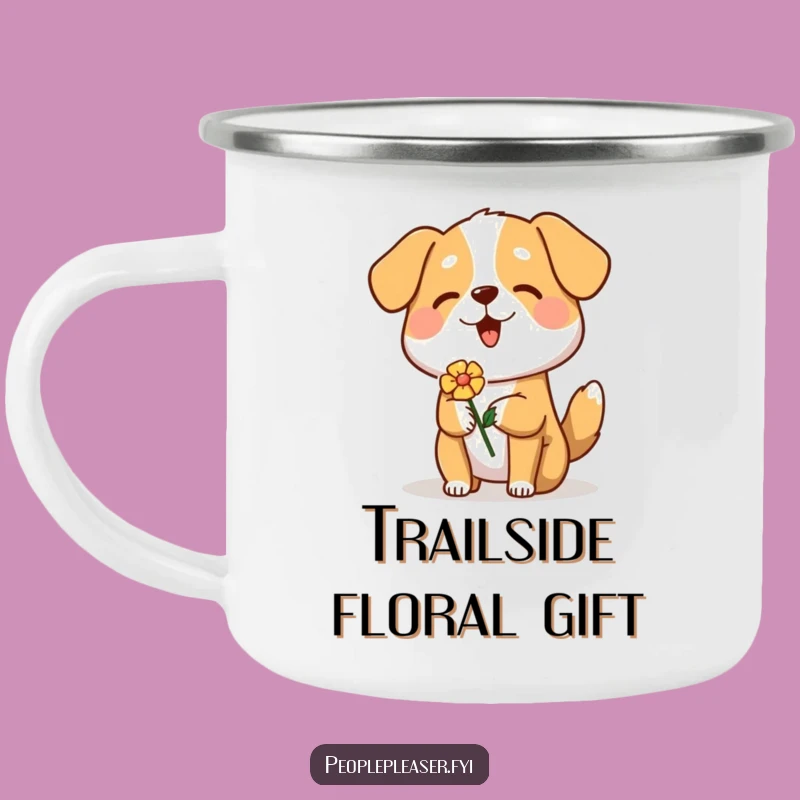 Funny Dog Camping Mug: Cheerful Pup Flower Mug, Great Funny Gift for Outdoors!
