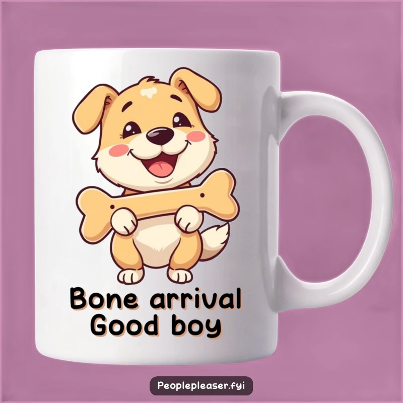 Funny Happy Dog Fetching Bone Mug - Joyful Canine Lover Gift