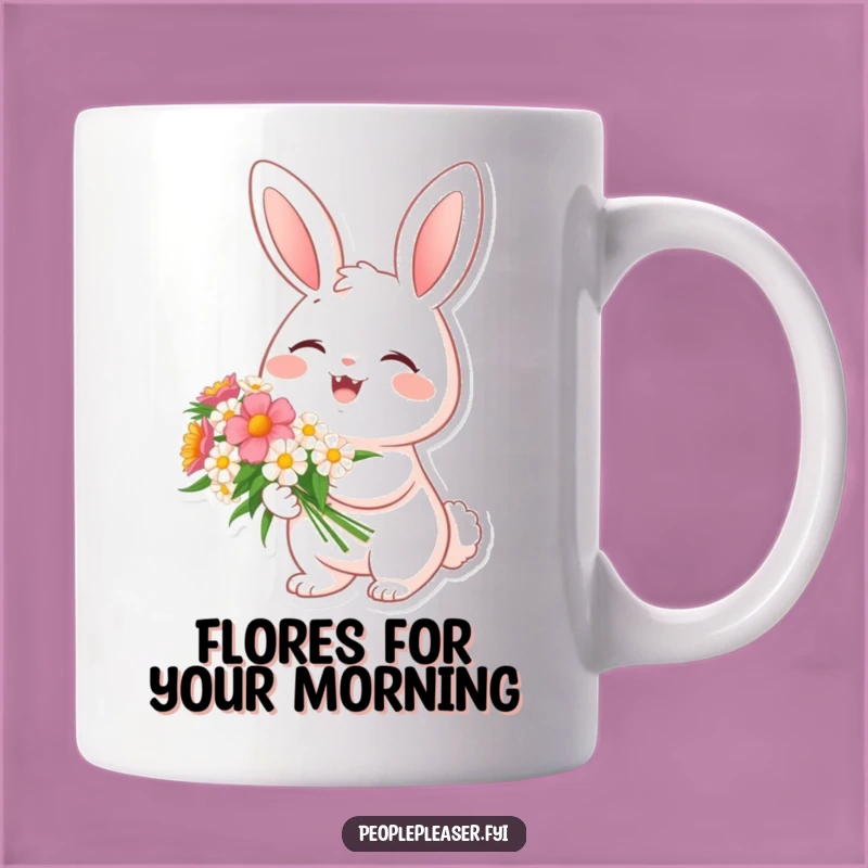 Funny Cheerful Bunny Flower Bouquet Mug - Delightful Spring Gift