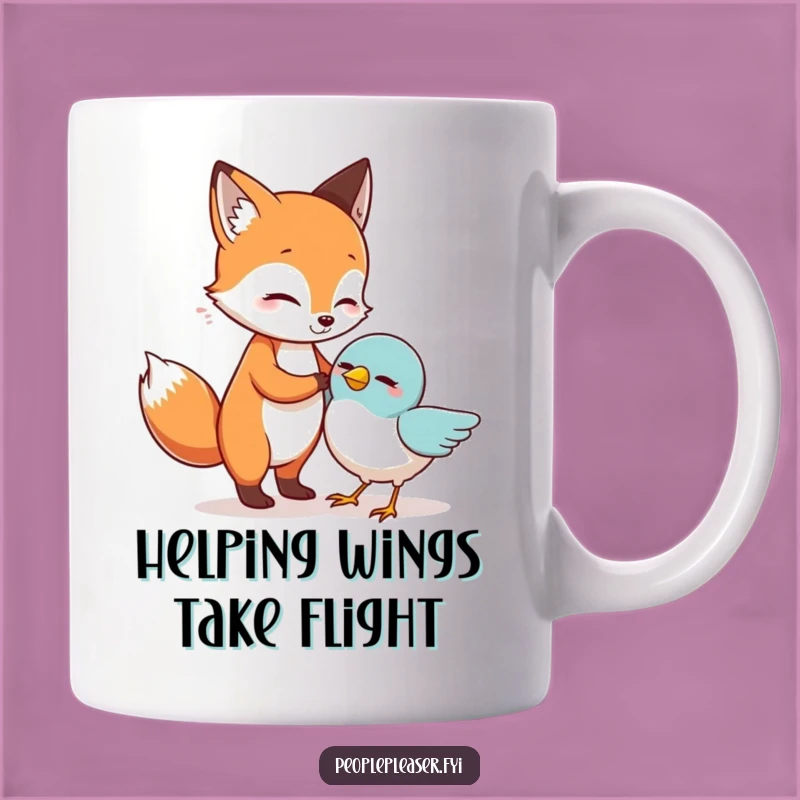 Funny Fox Helping Bird Mug: A Hilarious & Heartwarming Piece, Perfect Funny Gift
