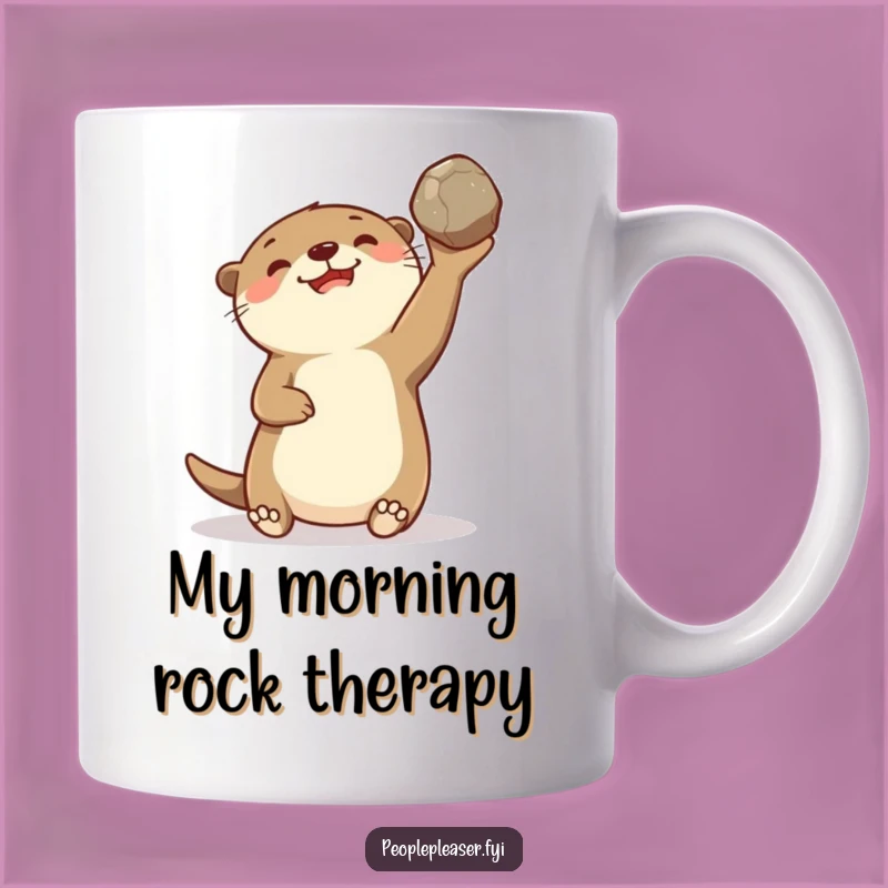 Funny Otter Tossing Stone Mug: Hilarious Animal Gift for Otter Lovers