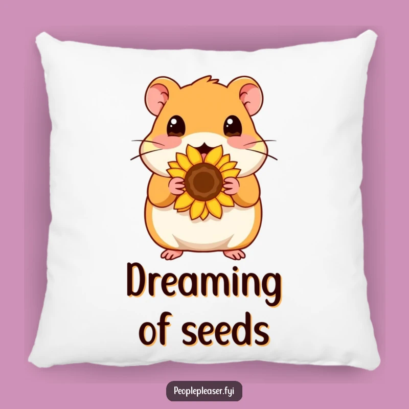 Funny Hamster Seed Pillow: Soft comfort with a content hamster and its sunflower seed, a delightful funny gift.