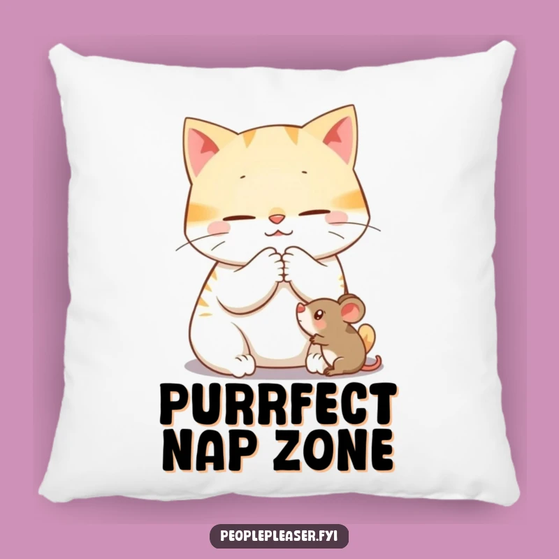 Funny Cat Grooming Mouse Pillow: Comfy Cushion with Feline Serenity