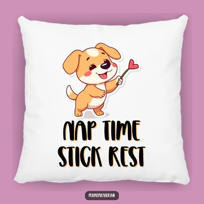 Funny Dog Fetching Stick Pillow: Comfy Cushion with Canine Cheer