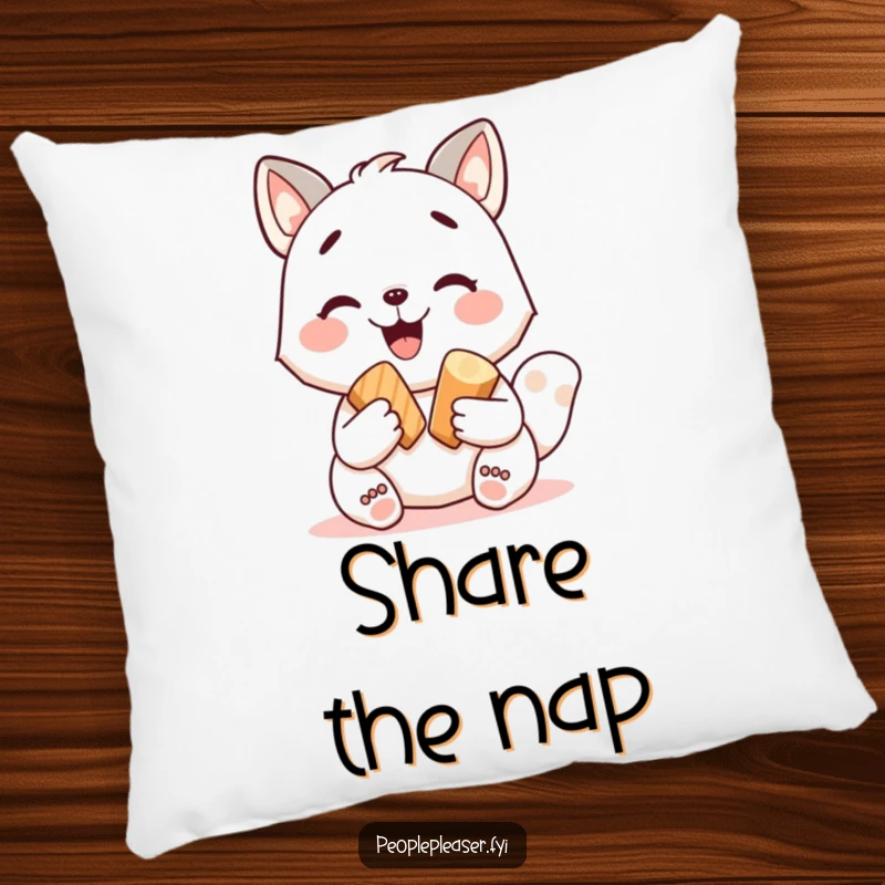 Funny plush pillow featuring a happy animal character sharing a delightful treat, offering comfort and a touch of humor. A sweet funny gift.
