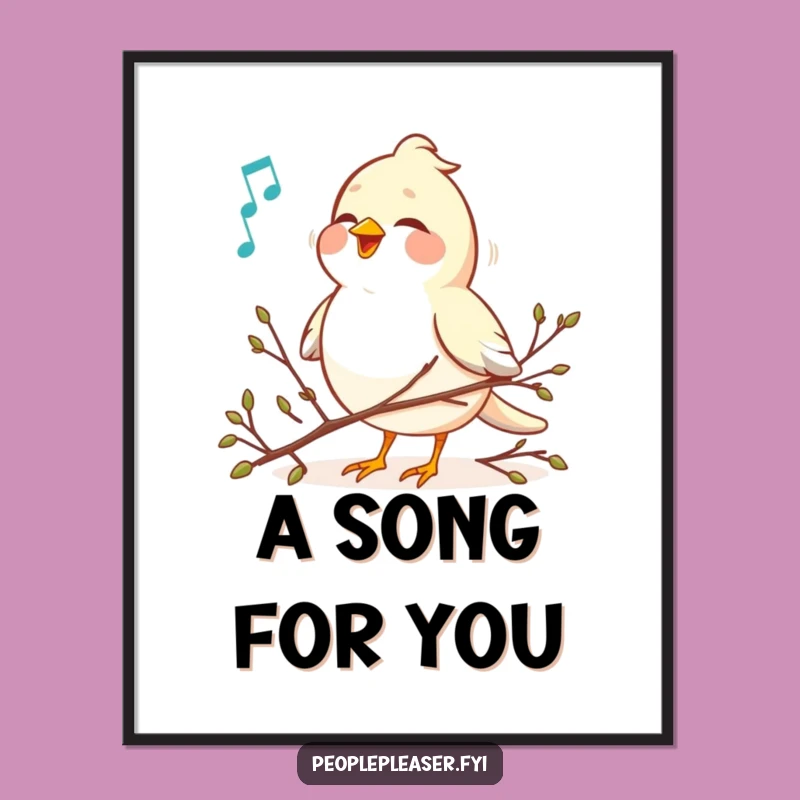 Funny Bird Melody Digital Print: Cheerful Twig Arranger Wall Art, A Digital Funny Gift!