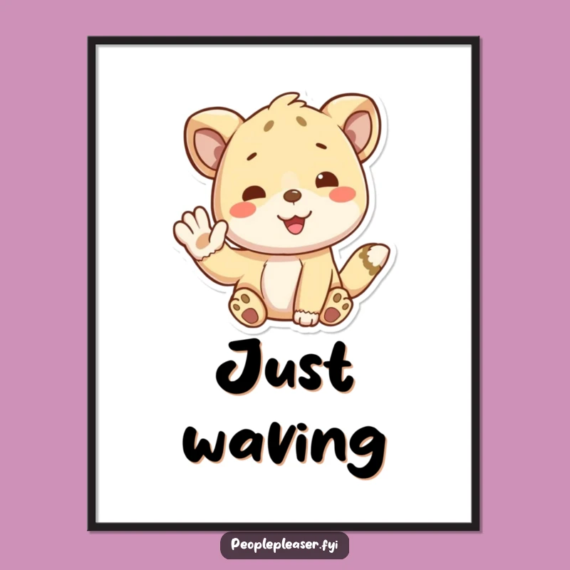 Funny Animal Waving Digital Art - Instant Friendly Decor and a Hilarious Gift!