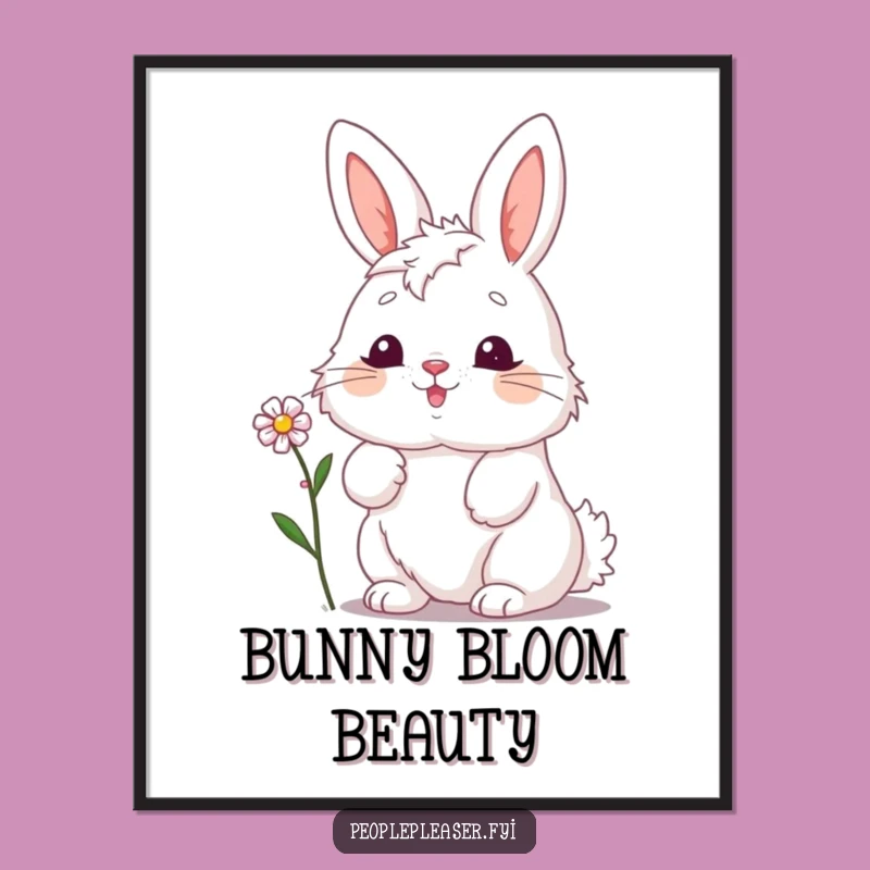 Funny Bunny Flower Art Print: Cheerful Decor & Hilarious Gift for Nature Lovers