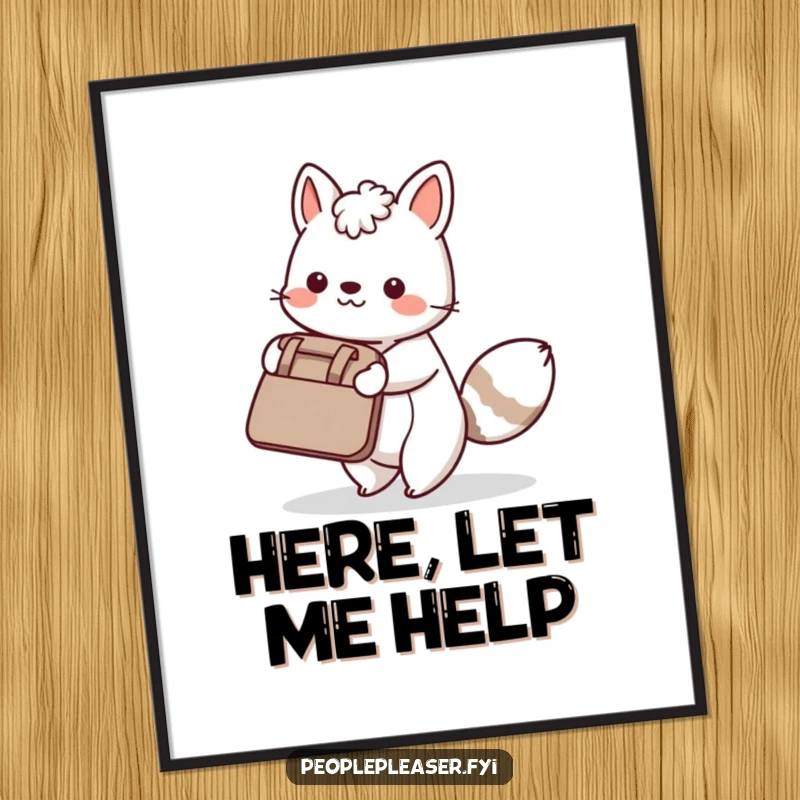 Funny Digital Art Print: A helpful animal character carrying a large bag, representing friendship and support.