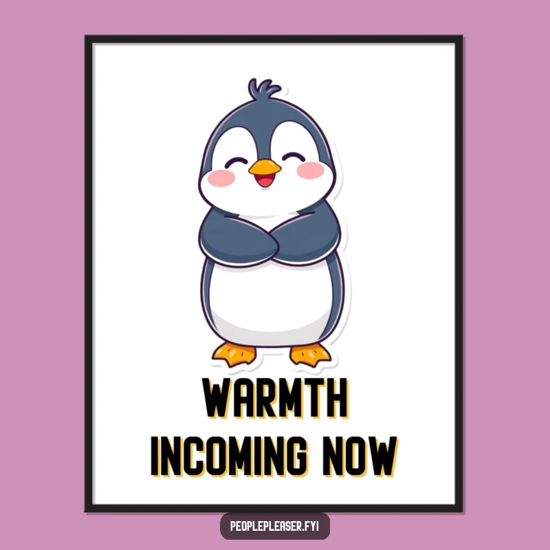 Funny Penguin Hug Digital Print: Decorate with Warmth and Humor!