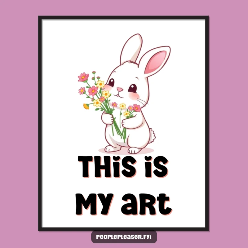 Funny Rabbit Flower Digital Print: Instant Funny Gift for Art Lovers