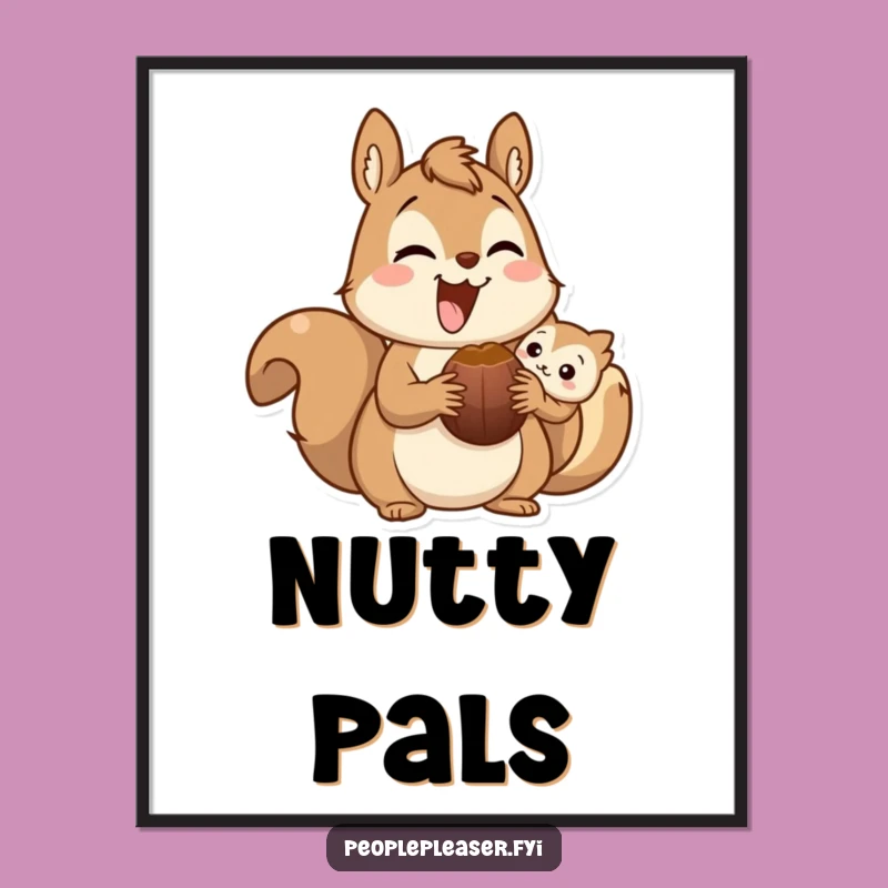 Funny Squirrel Sharing Digital Print: Cute Rodent Art, Instant Download Hilarious Gift!