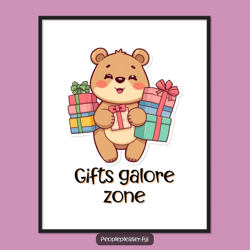 Funny Bear Gift Digital Art: Generous Bear Creation, Instant Funny Gift for Walls!