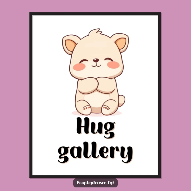 Funny Gentle Hug Digital Art: Animal Character's Embrace, Instant Funny Gift Decor