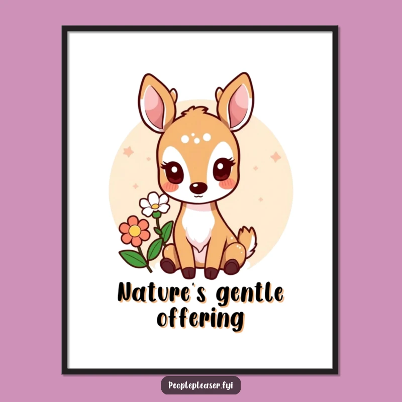 Funny Deer Digital Art: Instant Download Cute Flower Offering