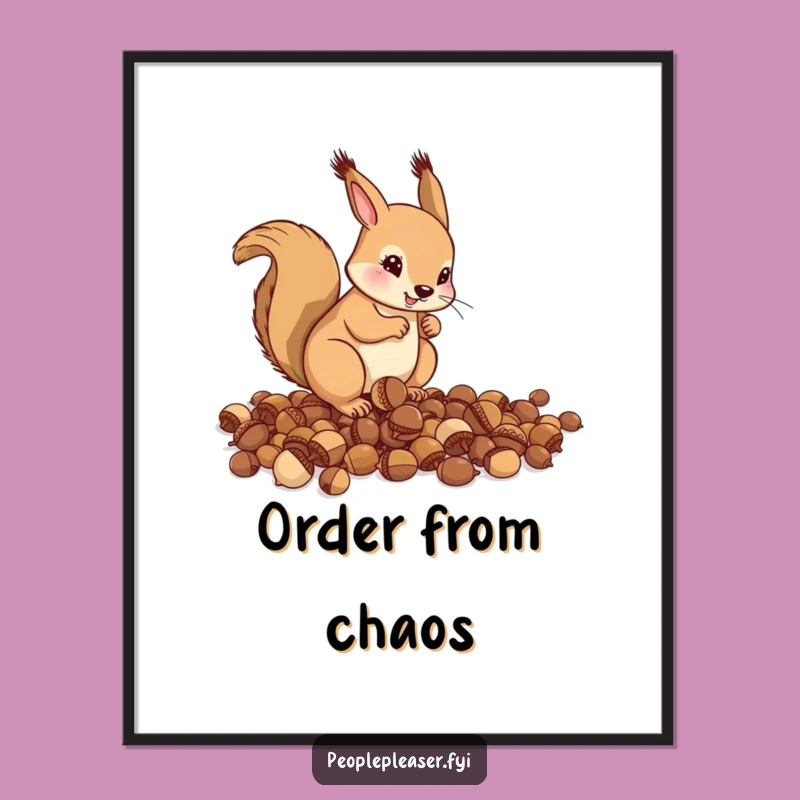 Funny Squirrel Acorn Digital Print: Instant Funny Gift for Art Lovers