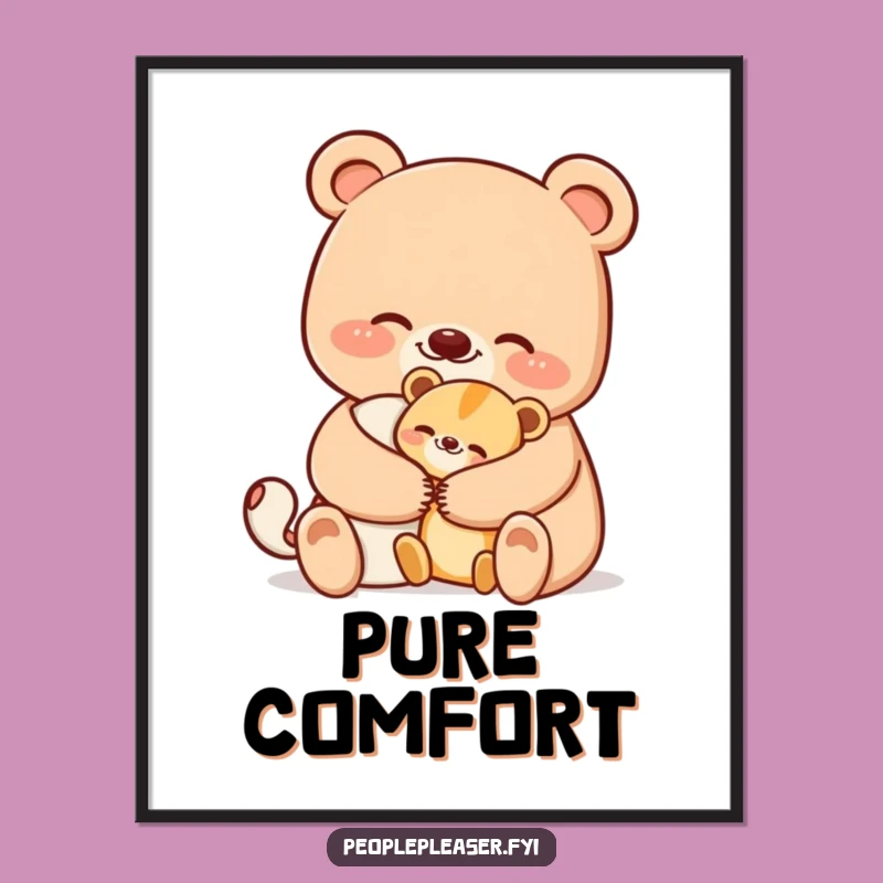Funny Bear Hug Digital Art: Heartwarming Embrace for Your Walls!