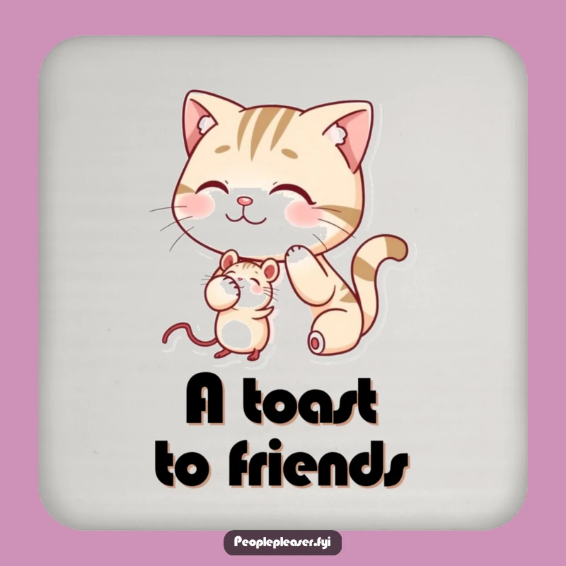 Funny Cat Mouse Coaster Set - Humorous Table Protector Gift