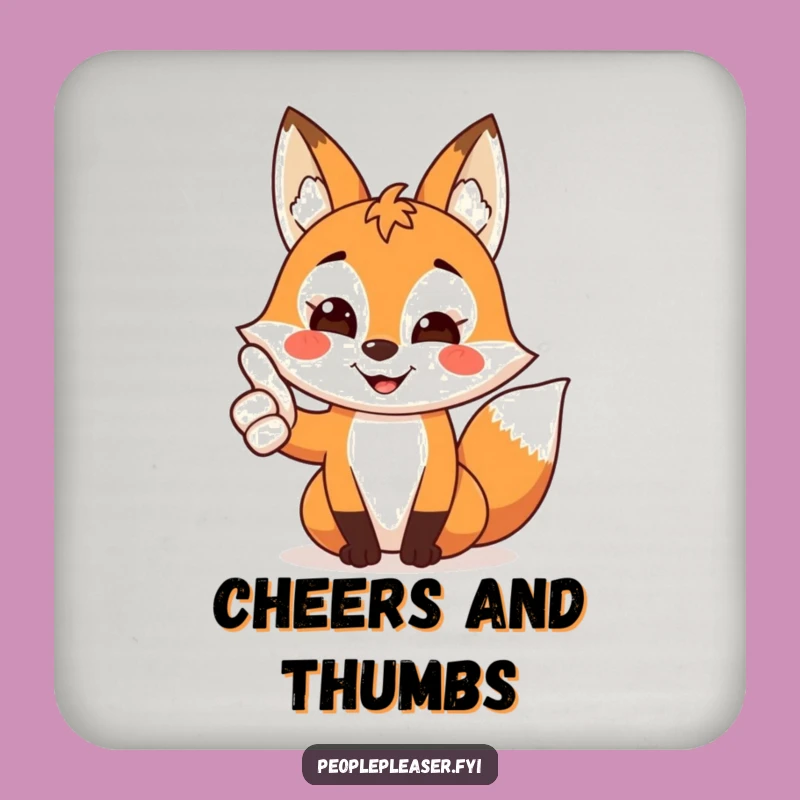 Funny Fox Thumbs Up Coasters (Set of 4): Vixen's Approval, Perfect Funny Gifts!