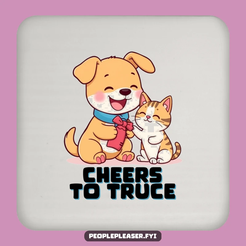 Funny Dog Cat Coaster Set - Humorous Table Protector Gift