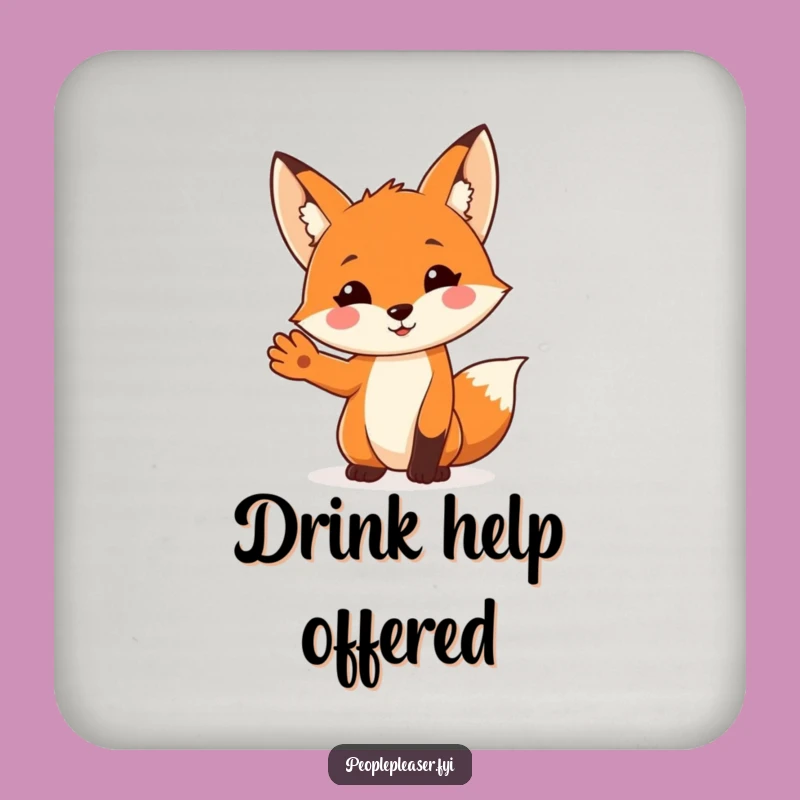 Funny Fox Helping Paw Coaster: Protect Surfaces with a Friendly Paw!