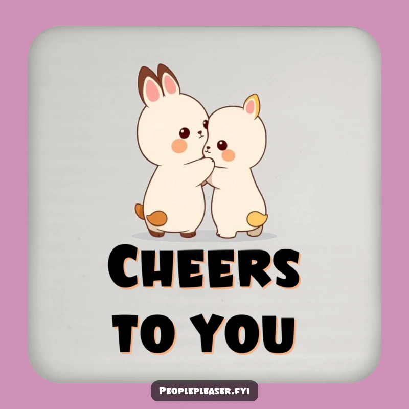 Funny Coaster Set - Encouraging Animal Pat - Drink Accessory Gift