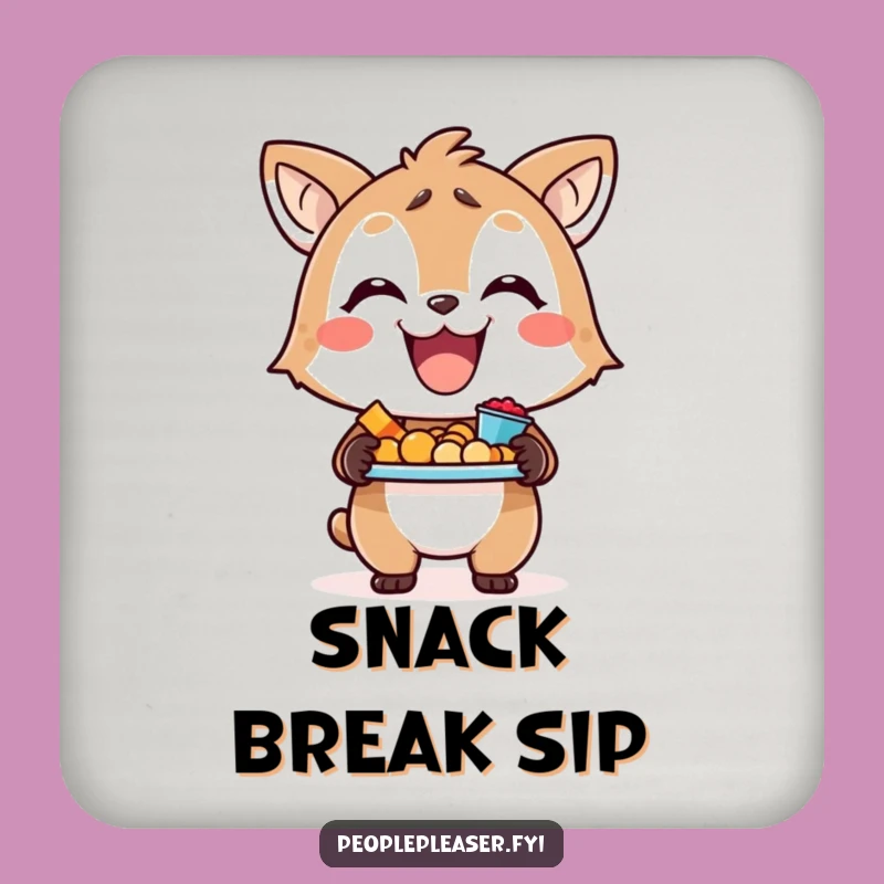 Funny Coaster Set - Smiling Animal Snacks - Drink Accessory Gift