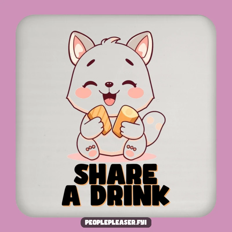 Funny Happy Animal Sharing Treat Coaster - Protect Surfaces with Humor!