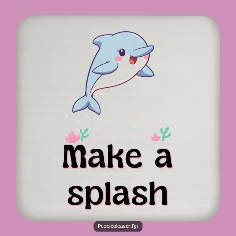 Funny Kawaii Dolphin Coasters (Set of 4): Protect Surfaces with Playful Funny Gift