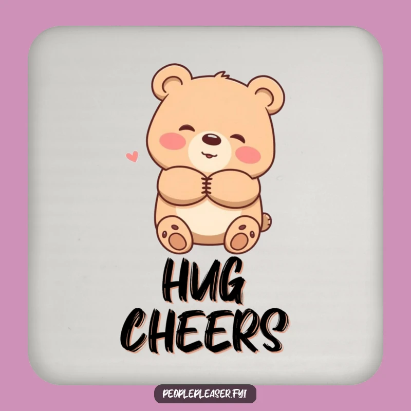 Funny Smiling Bear Hug Coaster - Protect Surfaces with Warmth