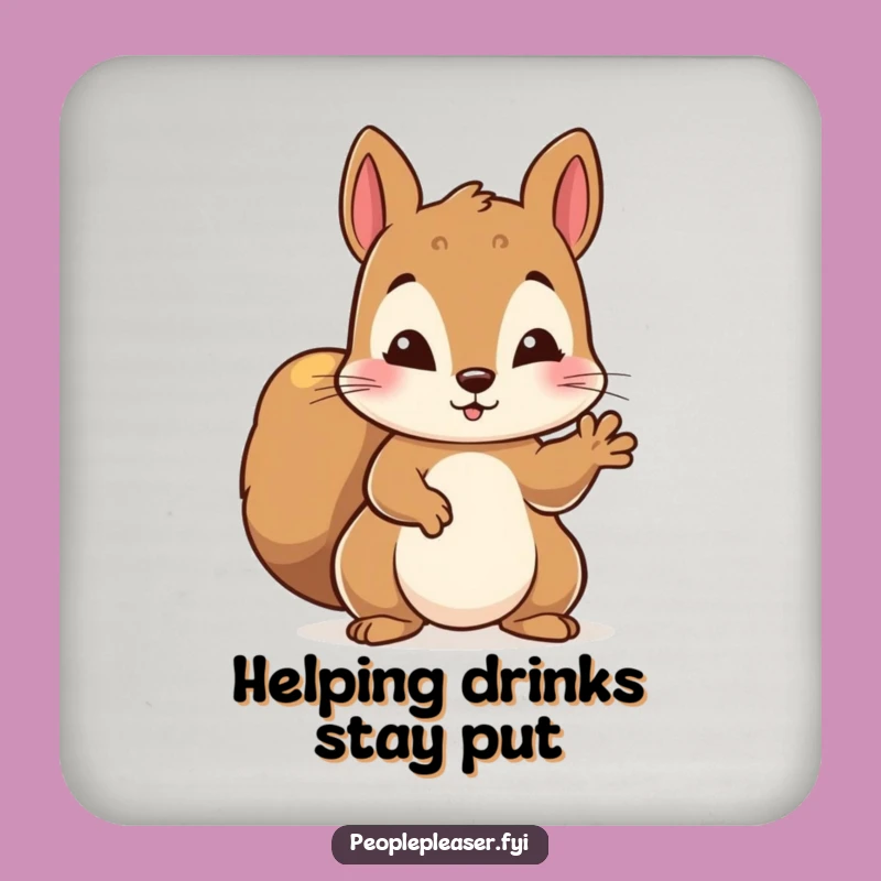 Funny Squirrel Helping Paw Coasters - Protect Surfaces, Cute Funny Gift