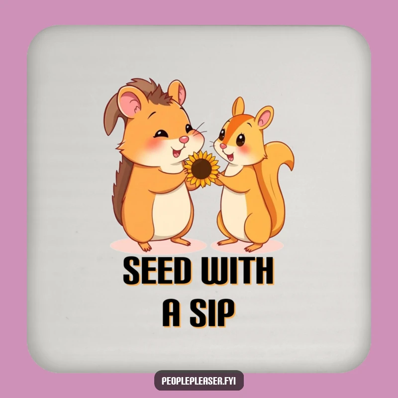 Funny Hamster & Squirrel Seed Gift Coasters (Set of 4), Protect Surfaces