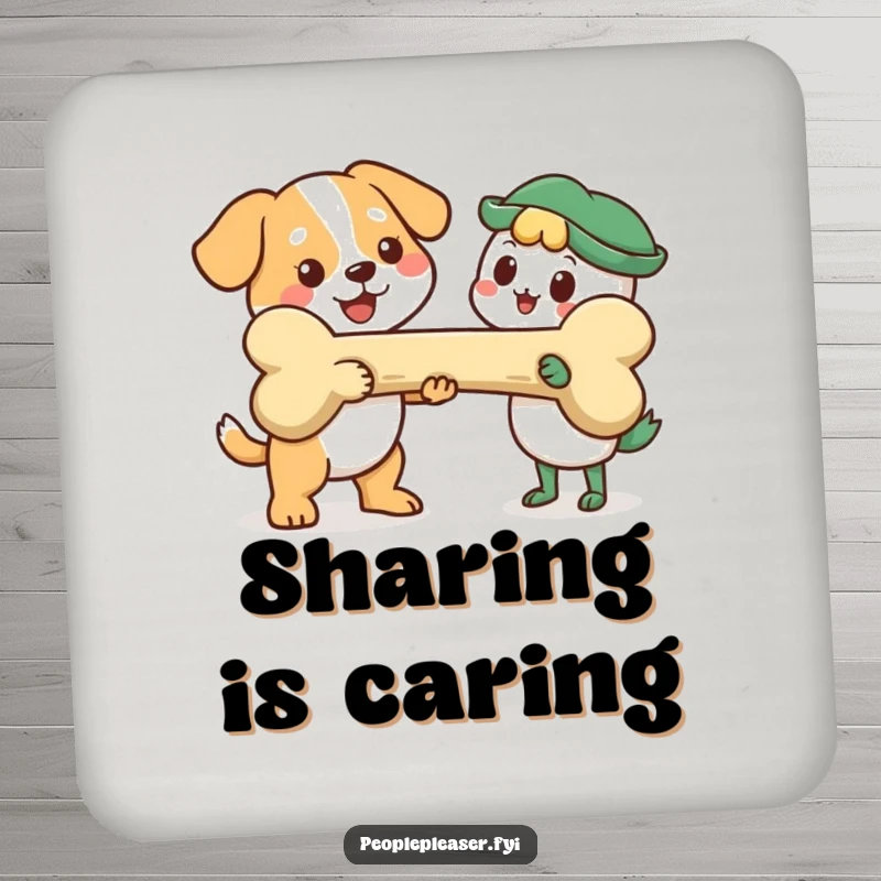 Funny Coaster: Cheerful dog character offers a giant bone, protecting surfaces with a humorous and adorable design.