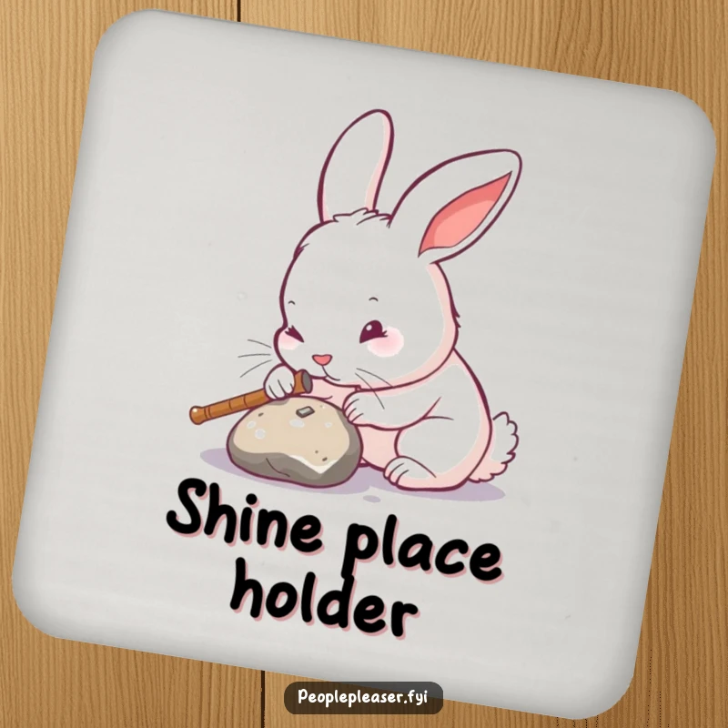 Funny rabbit drink coasters, displaying a rabbit meticulously polishing an object to a shine, adding humorous precision to surface protection.