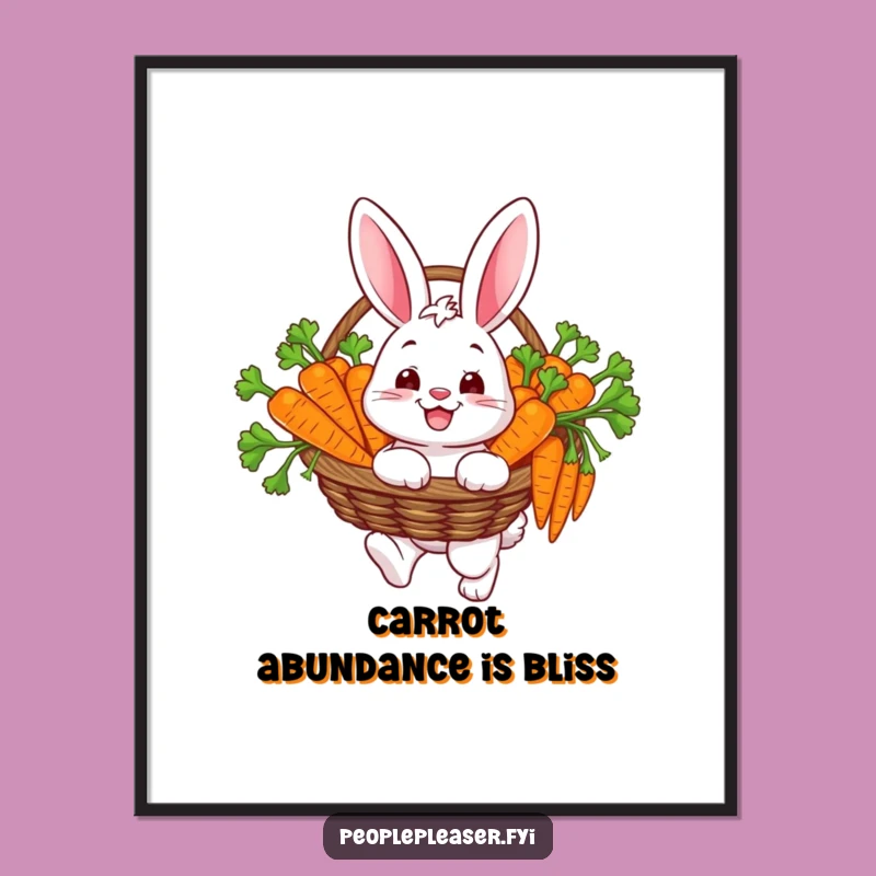 Funny Bunny Carrot Joy Poster - Whimsical Garden Wall Art Gift