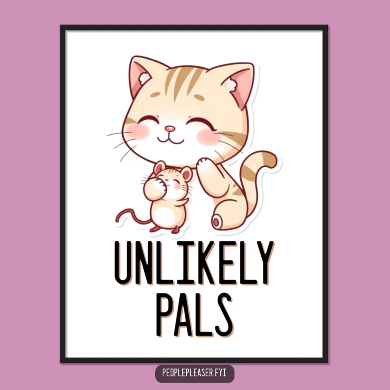 Funny Cat Mouse Art Poster - Hilarious Wall Decor Gift