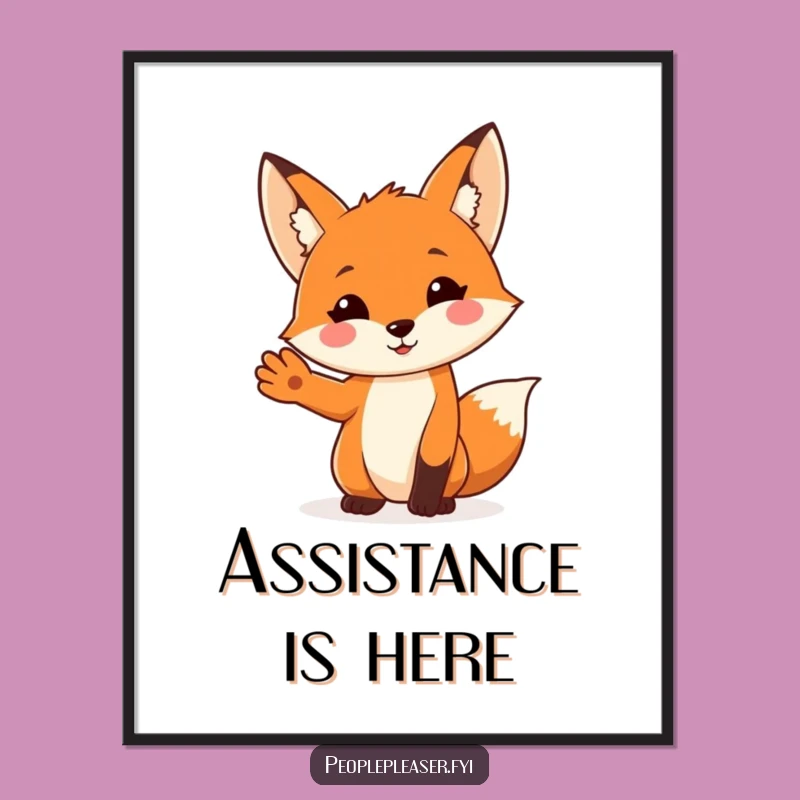 Funny Fox Helping Paw Poster: Decorate with Kindness and Humor!