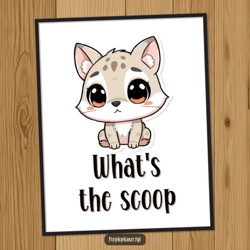 Funny Poster featuring a curious animal character with expressive eyes and perked ears, listening intently to secrets, bringing humor to the room.