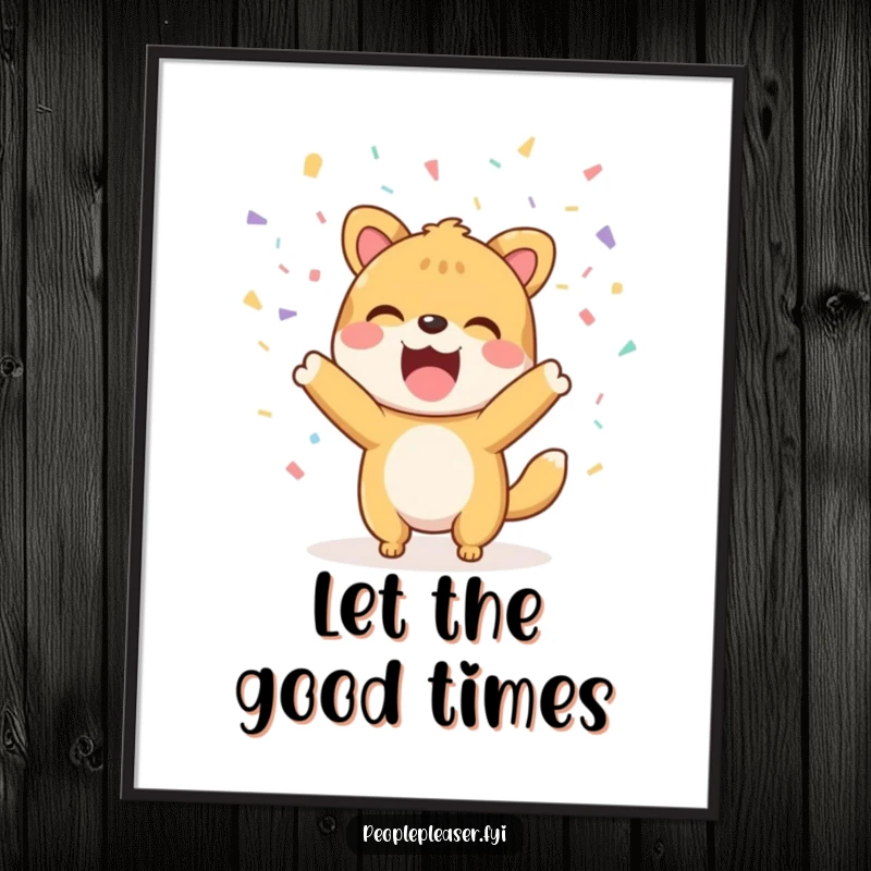 Funny Poster: An animal figure joyfully showering confetti, creating a festive and celebratory atmosphere.